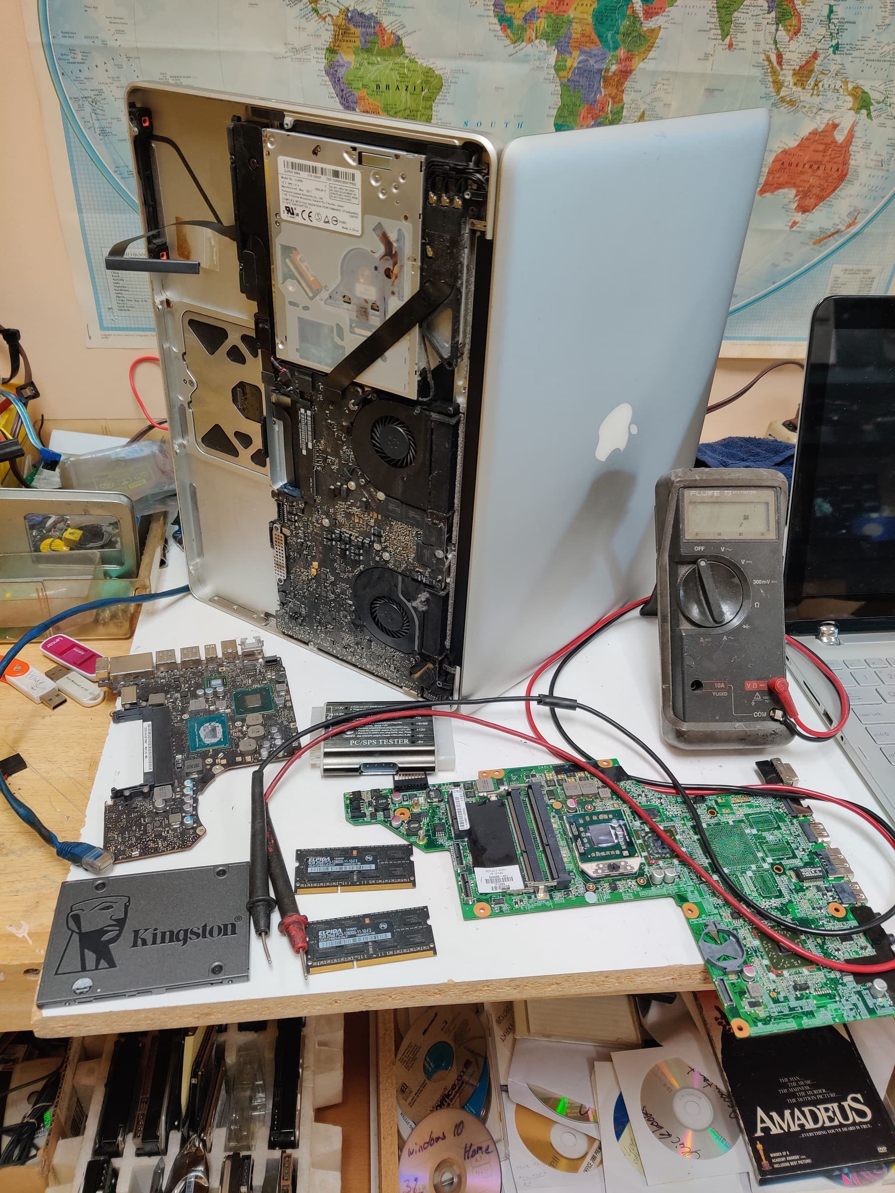 Hard drive being diagnosed on the bench at Technoland Computer Repair in Glendale